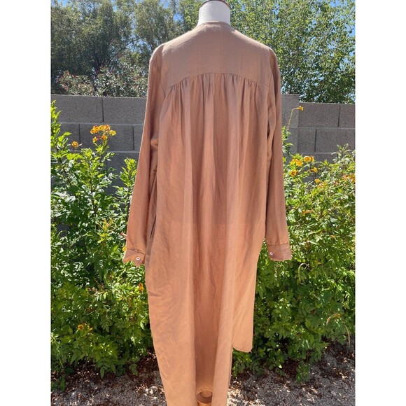 Mille Resort & Travel Jasmine Dress Small Almond Linen Flowy Beige Dress Pockets - Picture 5 of 16